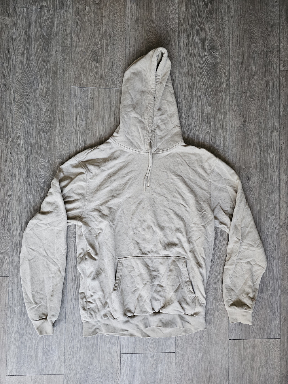 Divided Men's Hooded Pullover in Light Beige